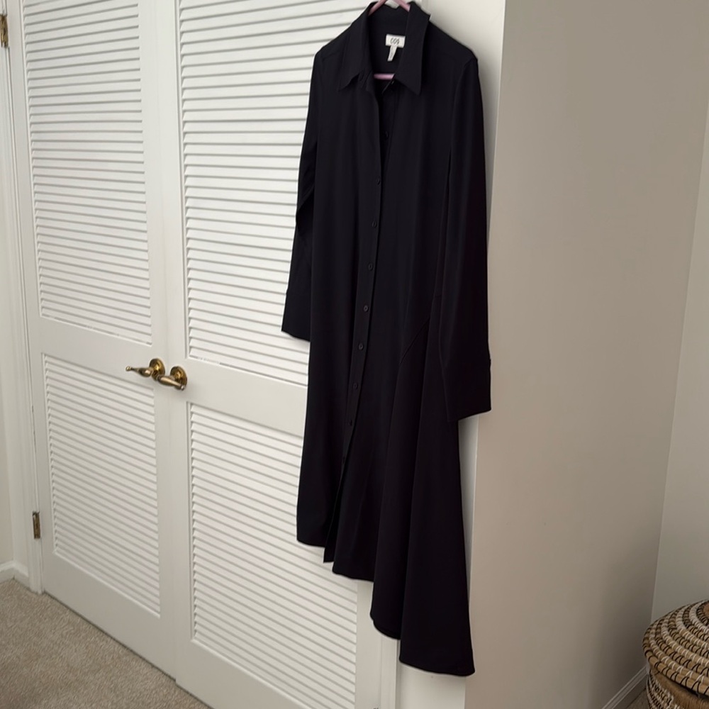 COS Women’s Asymmetric Polo Midi Shirt Dress Black